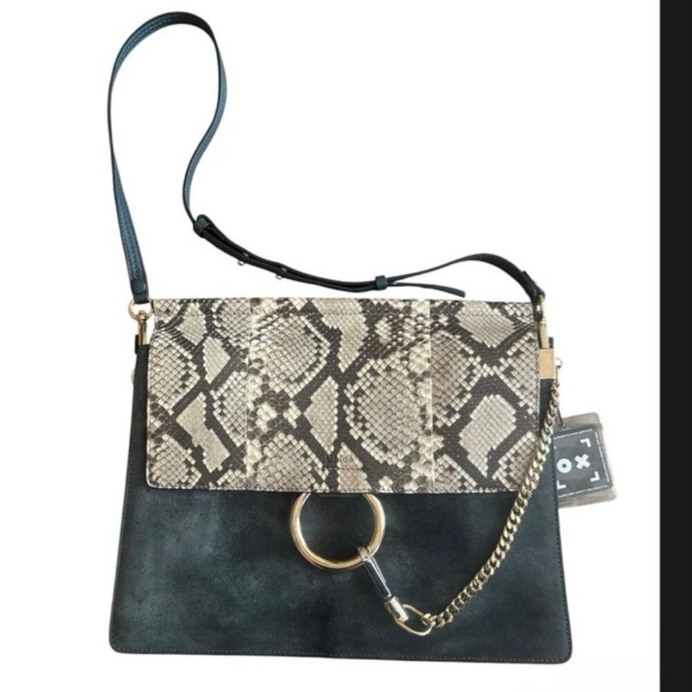 Chloe Faye black suede, leather and snakeskin should bag